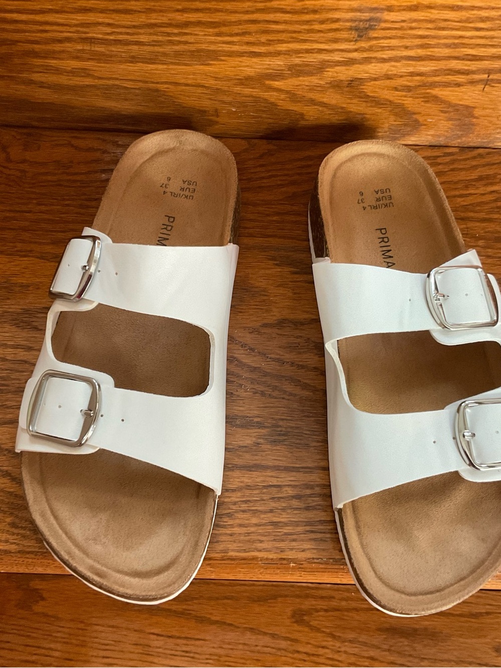Primark White Double-strap Buckle Slides Great for Summer. Brand New